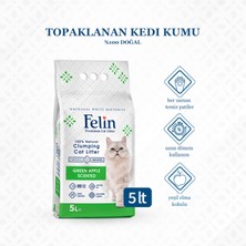 Felin Yeşil Elma Kokulu Topaklanan İnce Taneli Kedi Kumu 5l