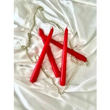 Sanat Perisi Özel Şamdan Mum Kırmızı - 4’lü Set