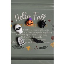 Miforde Halloween Cadılar Bayramı Magnet Buzdolabı Süsü Set _ Balkabagı, Kurukafa, Yarasa, Rıp, Örümcek