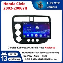 Honda Civic 2002-2006Yıl 9'İnç Araba Android Multimedya Carplay Navigasyon Cihazı 2G Ram 32GB