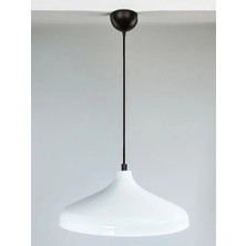Modern Metal Sarkıt, Salon, Hol, Mutfak Avizesi, Beyaz Renk Metal Avize, 36 cm Çapında Metal Avize