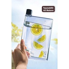 madamev A5 Bottle Motivasyon Su Matarası Şeffaf Notebook Taşınabilir Sporcu Suluk Su Şişesi 350ML