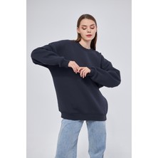 Yüksel Işık Unisex Füme Renk Basic Sweatshirt Bisiklet Yaka Hoodie %100 Pamuklu