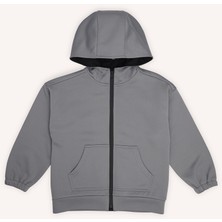 Erkek Çocuk Fermuarlı Gri Sweatshirt