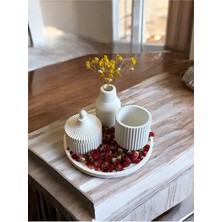 Minimalist Dekoratif Obje 4 Lü Set Beyaz 20 cm