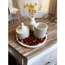 Minimalist Dekoratif Obje 4 Lü Set Beyaz 20 cm