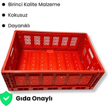 Alpbx Katlanır Kırmızı Kasa 60X40X23 cm - Gıdaya Uygun Katlanabilir Düzenleyici Kutu 45 Litre