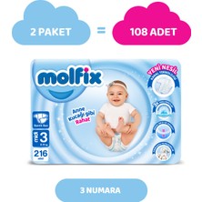 Molfix Bebek Bezi 3 Beden Midi Hiper Ekonomi Paketi 216 Adet