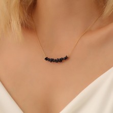 Nox Jewelry 925 Ayar Gümüş Değerli ve Doğal Parlak Flash Mavisi Kum Taşı Kolye - CNS00558