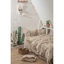 Ecocotton Larina Bebek Nevresim Takımı Pamuk Müslin Nakışlı Bej 100X150 cm