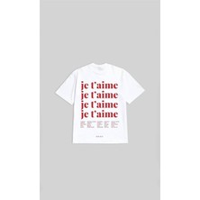 Oversize Je Taime Baskılı Unisex T-Shirt