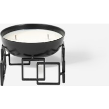 Rarart Kare Ayaklı Siyah Metal Dekoratif Mumluk - Chi-Chi Small