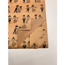 Hobitasarım Gelin Damat Baskılı Çeyiz Kolisi Kaplama 125 x 140CM 10'lu Kraft Kağıt