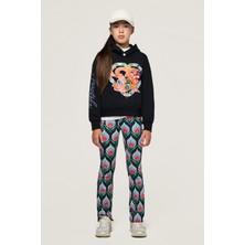 Swatsky Bg Store Kız Çocuk Siyah Sweatshirt Kapüşonlu Uzun Kol Baskılı Tasarım
