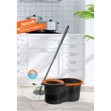 Mediterian 14 LT Siyah Mikro Fiber Döner Mop Temizlik Seti, Mega Boy, Renk: Siyah