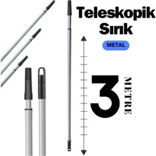 Mediterian Teleskopik Uzatmalı 3 M - Metal Sırık - Fırça / Ayarlanabilir Uzatmalı Sap - 3 Metre - Metal