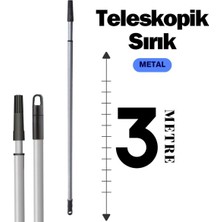 Mediterian Teleskopik Uzatmalı 3 M - Metal Sırık - Fırça / Ayarlanabilir Uzatmalı Sap - 3 Metre - Metal