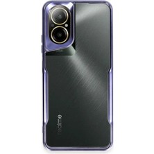 Posso  Realme 12 Lite Uyumlu Kılıf Kenarları Titanyum Renk Kaplama Arkası Şeffaf Silikon Kapak