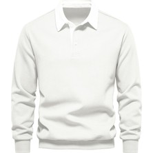 Ghassy Co. Erkek Retro Renk Bloklu Pamuklu Gömlek Yaka Sweatshirt