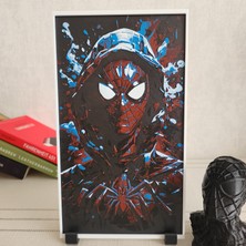 Spider-Verse Miles Morales Kabartmalı 3D Renkli Tablo + Stand Hediye Dekor Dekorasyon Altındal Home