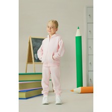 Minycenter Kız Çocuk Eşofman Altı Lastikli Paça Cepli Pembe Dokuma Kumaş 280 Gram