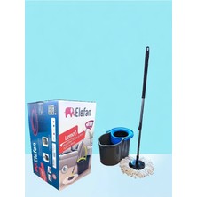 Mediterian Lemo Çift Renk | 16 Litre  | Döner Başlıklı | Gri Renk Mavi Detaylı | Microfiber Mop Set