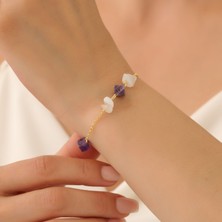 Nox Jewelry 925 Ayar Gümüş Ametist Taşı Tasarım Bileklik - CBS00117