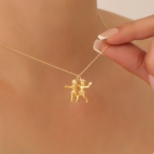Nox Jewelry 14 Ayar Altın Mikron Kaplama İkizler Burç Figürlü Gümüş Kolye - CN00361