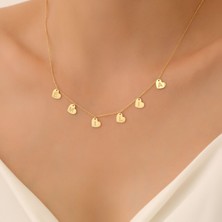 Nox Jewelry 14 Ayar Altın Mikron Kaplama Kişiye Özel İsimli Kalp Detaylı Gümüş Kolye- CN00358