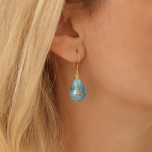 Nox Jewelry 925 Ayar Gümüş Değerli ve Doğal Mavi Topaz Taşlı Küpe - ES00142