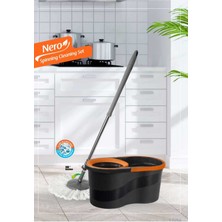 Mediterian 14 LT Siyah Mikrofiber Döner Başlıklı Temizlik Seti Mega Boy Mop