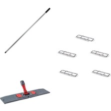 Mediterian 40 cm Nemli Yedek Mop Takımı, 5 Adet, Katlanır Metal Sap, Temizlik Seti Beyaz