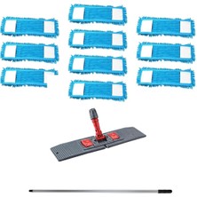 Mediterian 10 Parça Temizlik Mop Seti, 50 cm, Tutucu ve Saplı, Renkli, Güçlü ve Pratik