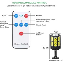 Hymark 249 LED Güneş Enerjili 3 Modlu Şarjlı Kumandalı Solar Aydınlatma Lamba