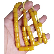 Cekke Tesbih Sıkma Kehribar 9*10.5 mm Cekke Tesbih Imazalı Dik Damar Çubuk Sıkma Günlük Kullanım Tesbih