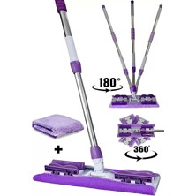 Mediterian Mor mikrofiber yer mop seti, yedek bez hediye ile temizlikte kolaylık sağlar