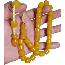 Cekke Tesbih Sıkma Kehribar 10*11 mm Cekke Tesbih Imazalı Çubuk Sıkma Günlük Kullanım Tesbih