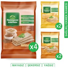 Polotskie Hlebtsy Tahıl Gevreği Gevrek Ekmek Karışım Kutu: Karabuğdaylı × 4, Çavdarlı ve Tam Buğdaylı × 2, Peynirli × 2