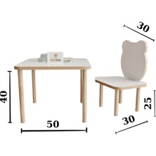 Ahşap Okulu Oyun Aktivite Masası - Etkinlik Masası - Çocuk Ders Çalışma Masası-Çocuk Kare Masa 50 x 50 ve 1 Adet Panda Sandalye