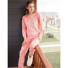 Lodos Store Aydoğan Kadın Uzun Kollu Pamuklu Ribana Pijama Takımı Yıldız Desenli