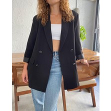 Nice Boutique Düğme Detaylı Oversize Kalıp Kadın Blazer Ceket