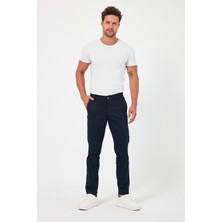 TheSeason Erkek Lacivert Gabardin Pamuklu Keten Slim Fit Yan Cep Esnek Chino Pantolon