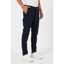 TheSeason Erkek Lacivert Gabardin Pamuklu Keten Slim Fit Yan Cep Esnek Chino Pantolon