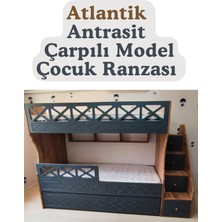 Mürsel Mobilya Atlantik  Antrasit  Çarpılı Model Çocuk Ranzası