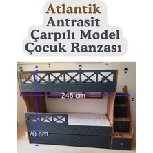 Mürsel Mobilya Atlantik  Antrasit  Çarpılı Model Çocuk Ranzası