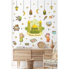 Mediterian Ramazan ve cami temalı dekor sticker seti, duvar ve kapı süsleri, çok renkli, 5+ parça