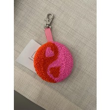 Punch Anahtarlık, Çift Taraflı, Yin Yang Denge Desenli, Punch Işlemeli, Aksesuar, Pembe-Turuncu