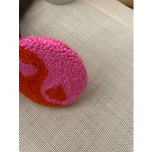 Punch Anahtarlık, Çift Taraflı, Yin Yang Denge Desenli, Punch Işlemeli, Aksesuar, Pembe-Turuncu
