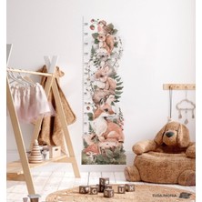 Mediterian Renkli orman hayvanları boy ölçer, çocuk odası duvar stickerı, eğlenceli dekorasyon