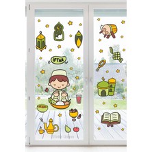 Mediterian Çocuk odası için eğlenceli ve şık Ramazan temalı cam kapı duvar sticker seti